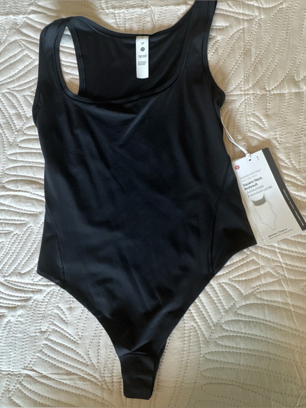 NWT Lululemon Wundermost Nulu Square-Neck Sleeveless Bodysuit in Black Size S